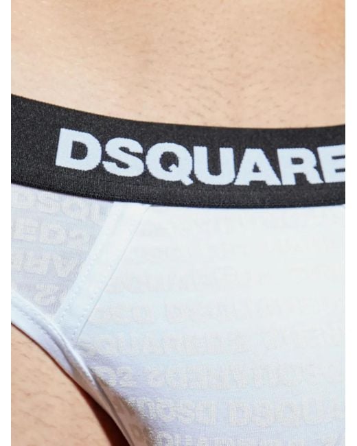 DSquared² White Logo-Print Briefs for men
