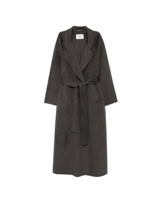 Arma Black Nouk Belted Wool Coat