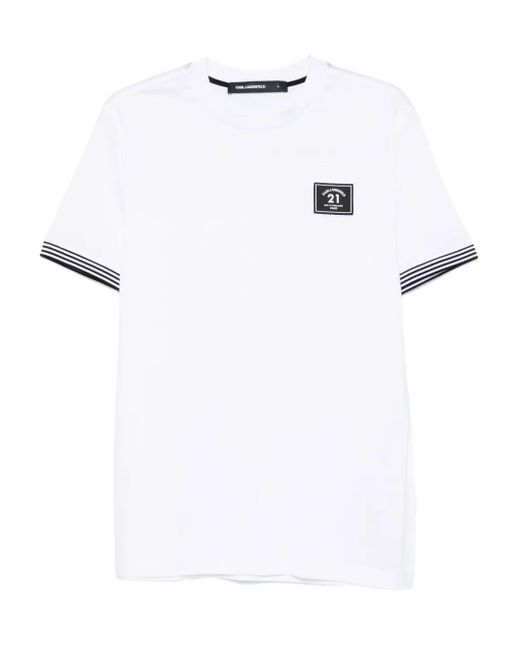 Karl Lagerfeld White Logo-Detail Cotton T-Shirt for men