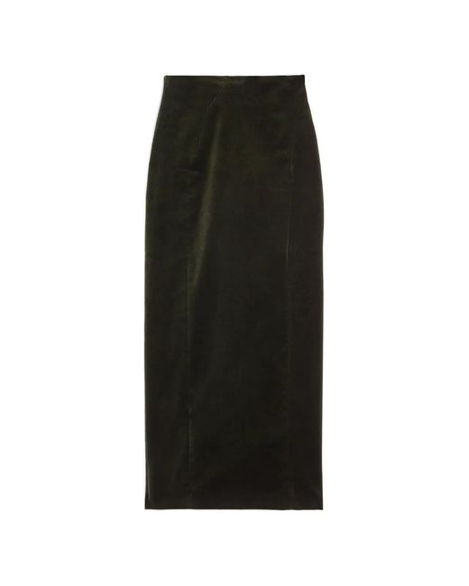 Jil Sander Black High-Waist Velvet Maxi Skirt
