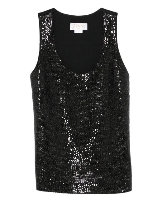 Genny Black Sequin-Embellished Top