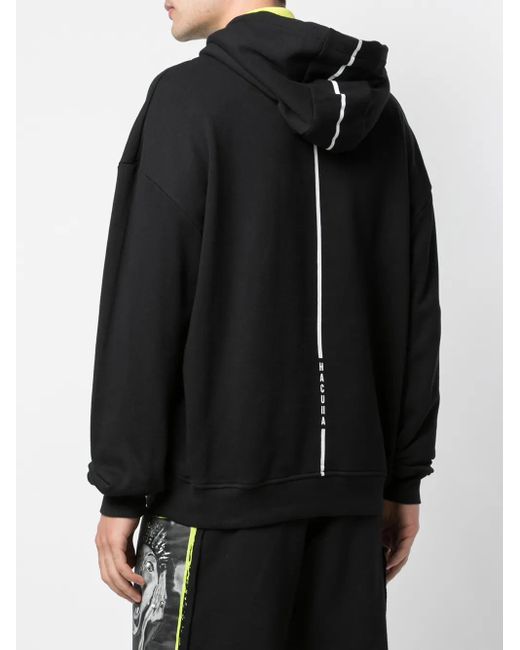 Haculla Black Overlap Drop-Shoulder Hoody for men
