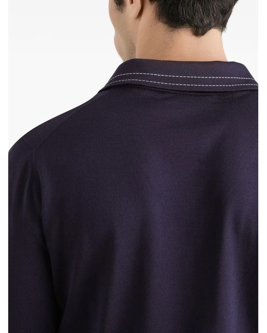 Dolce & Gabbana Blue V-Neck Logo-Embroidered Top for men