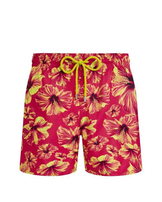 Vilebrequin Red Floral-Print Swim Shorts for men