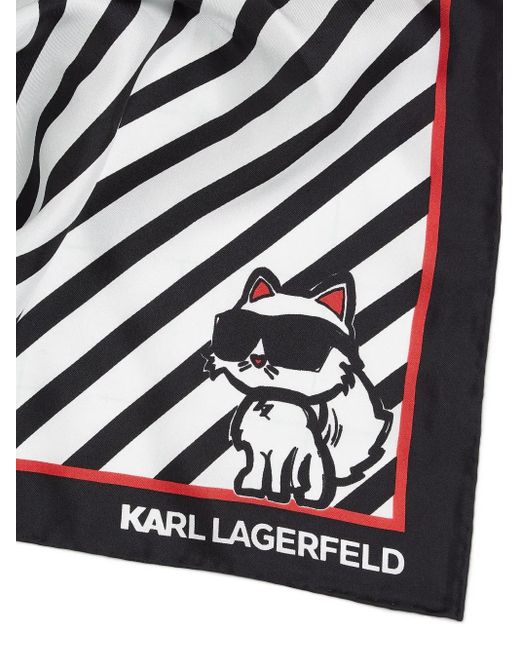 Karl Lagerfeld Ikon シルク スカーフ Black