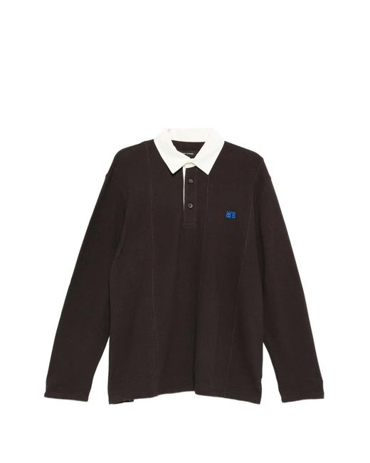 Wales Bonner Black Pique Long-Sleeve Polo Shirt for men