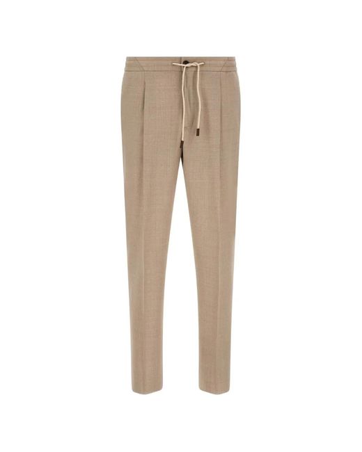 Incotex Natural Modello Pleat Drawstring Tailored Trousers for men