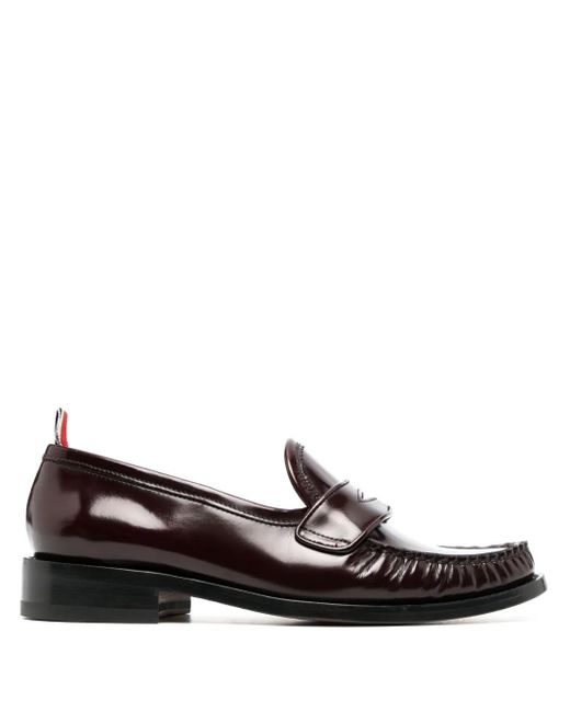 Thom Browne Brown Rwb-Tab Leather Penny Loafers