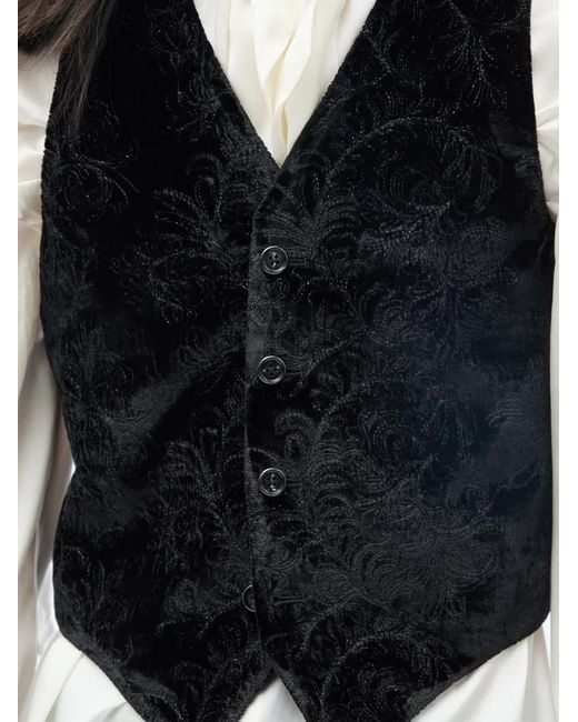 Ann Demeulemeester Black Kaare Paisley-Embroidered Velvet Waistcoat for men