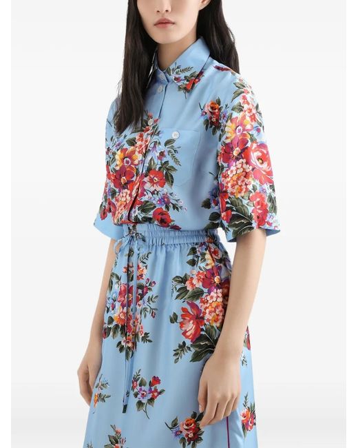 Dolce & Gabbana Blue Floral-Print Shirt