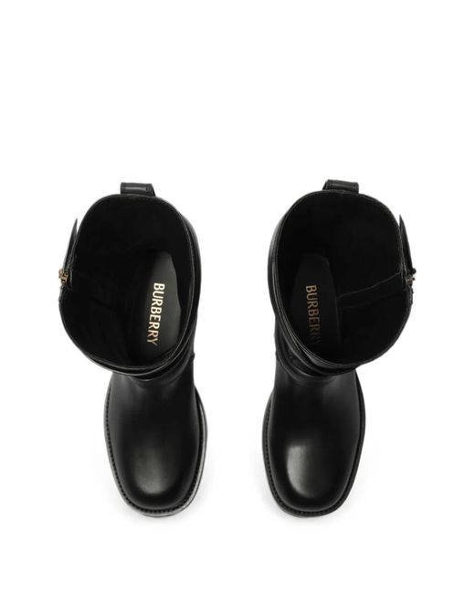 Burberry Black Kent Leather Biker Boots for men