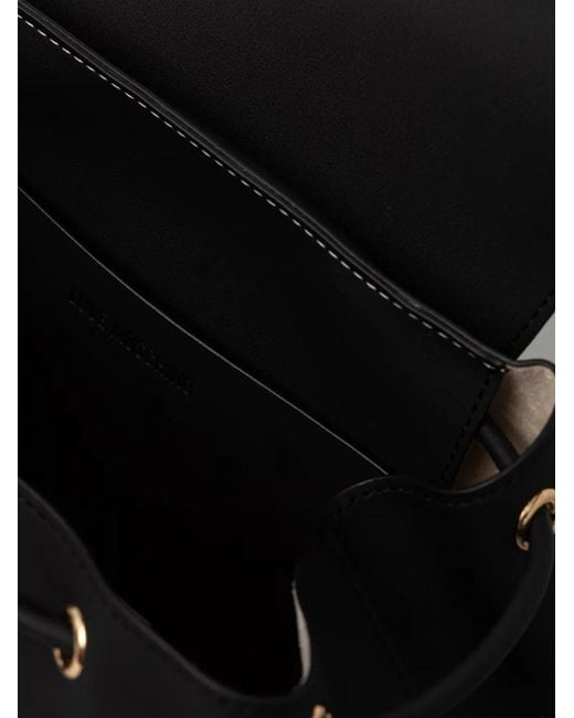 Love Moschino Black Logo-Plaque Contrast-Stitch Backpack