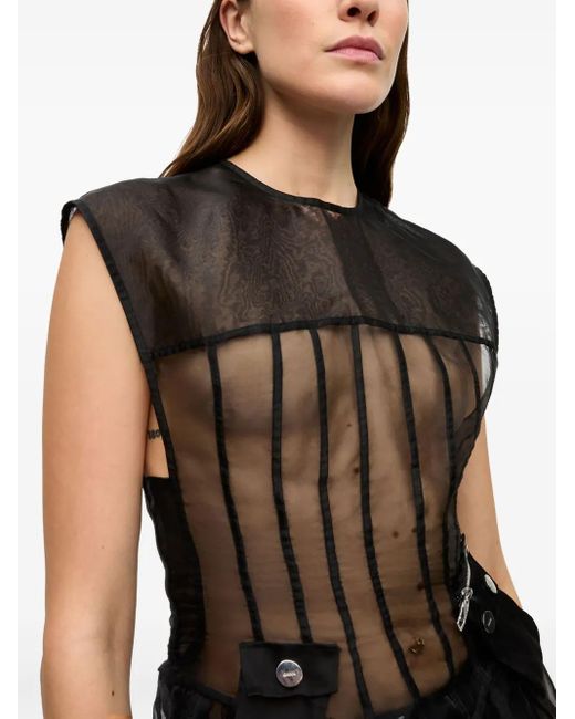 Robe À Effet De Transparence Ganni en coloris Black