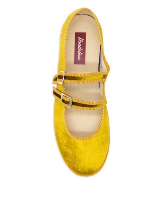 Gondolina Yellow Sospiri Mary Jane Double-Lace Ballet Flats