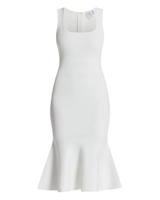 Vestido Camille midi con cuello cuadrado Hervé Léger de color White