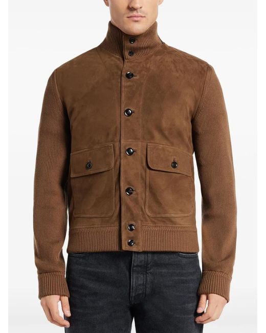 Tom Ford Brown Buttoned Panelled Jacket for men