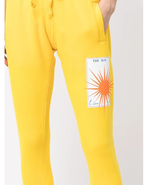 LA DETRESSE Yellow Logo-Patch Cotton-Blend Track Trousers