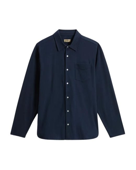 Woolrich Blue Chest-Pocket Jersey Shirt for men