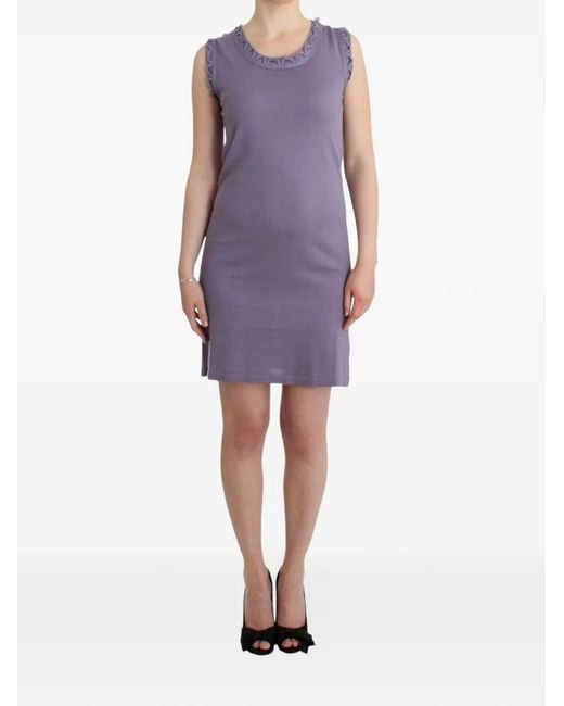 John Galliano Purple Braided-Detail A-Line Mini Dress