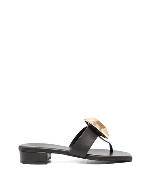DONNARì White Geometric-Appliqué Sandals