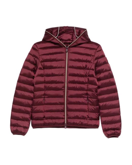 Save The Duck Red Alexis Hooded Zip-Up Jacket