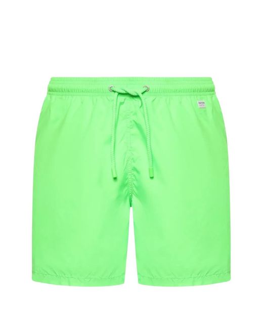 Mc2 Saint Barth Green Pantone Logo-Patch Swim Shorts for men