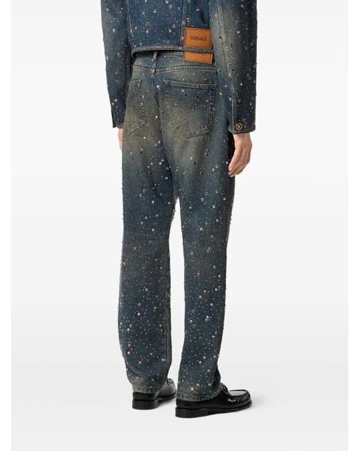 Jean À Ornements En Cristal Versace pour homme en coloris Blue