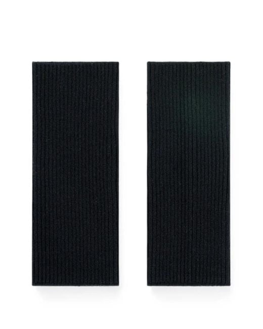Bompard Black Ribbed-Knit Mittens