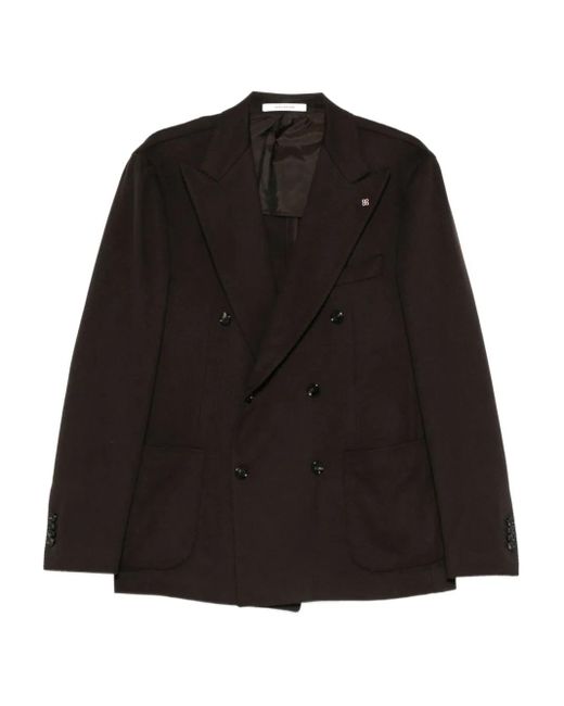 Tagliatore Black Double-Breasted Jacket for men