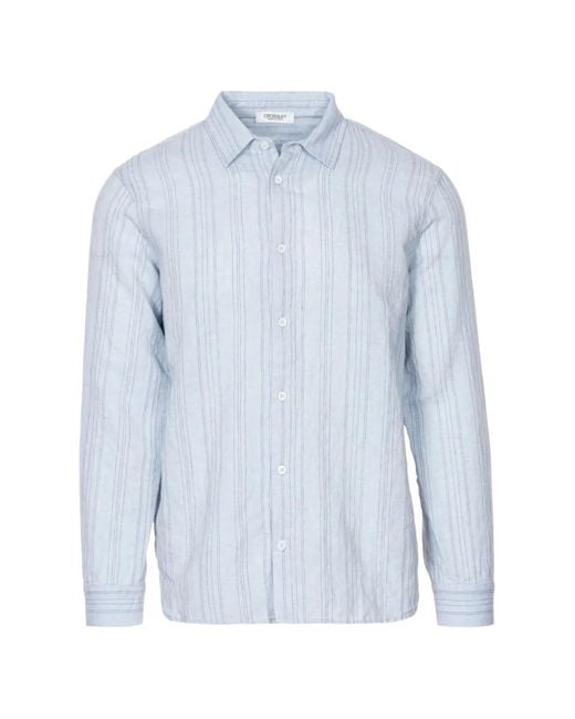Crossley Blue Vertical-Stripe Long-Sleeve Shirt for men