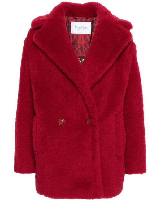 Max Mara Red Frais Faux-shearling Coat