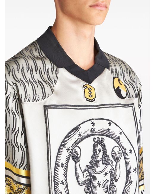 Etro Gray Allegory Jacquard Polo Shirt for men