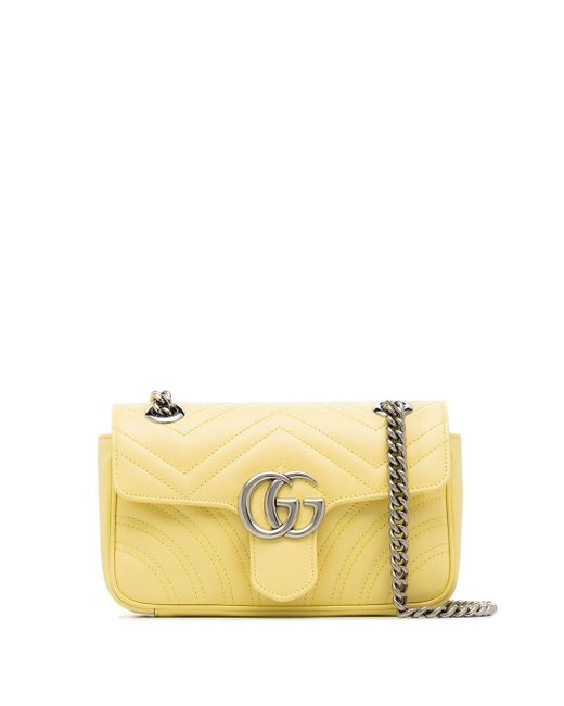 Gucci Yellow Small GG Marmont Leather Shoulder Bag