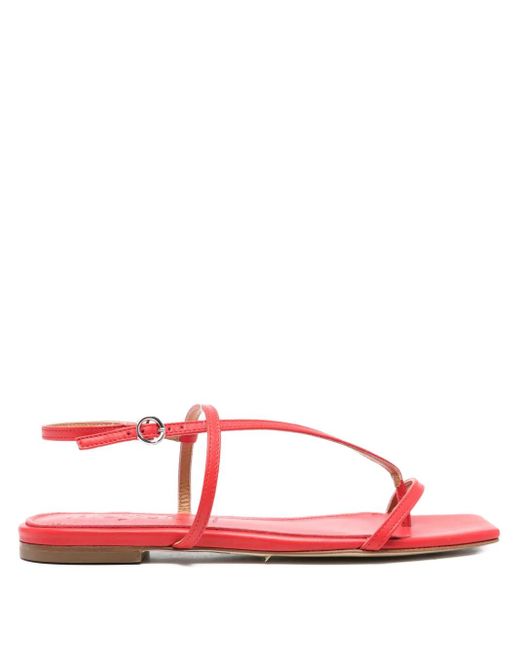 Aeyde Red Ella Square-Toe Sandals