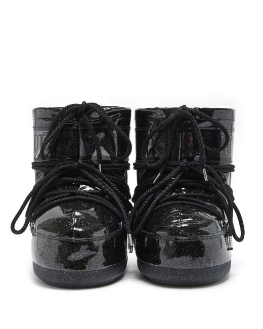 Moon Boot Black 'icon Low Glitter' Snow Boots,