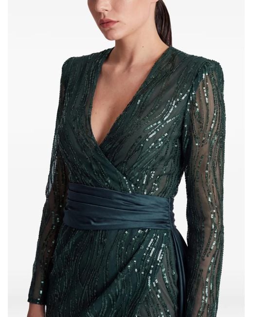 Gatti Nolli by Marwan Green Sequin-Embellished Gown Dress
