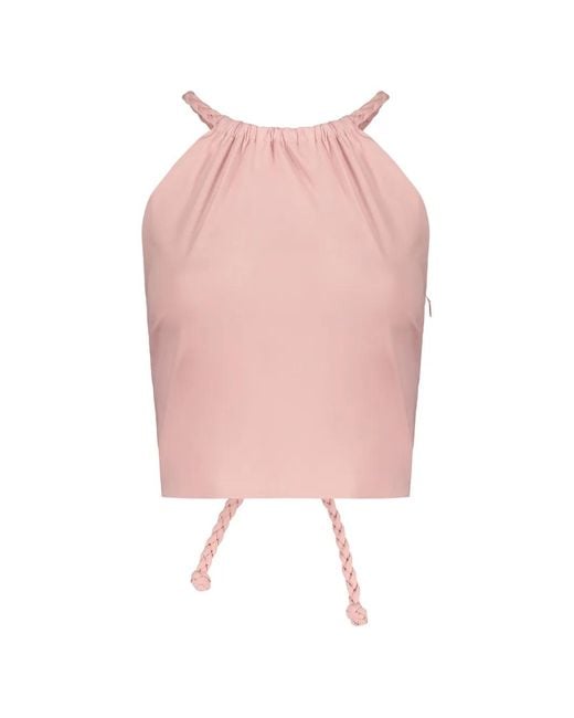 RED Valentino Pink Braided Lace-Up Top