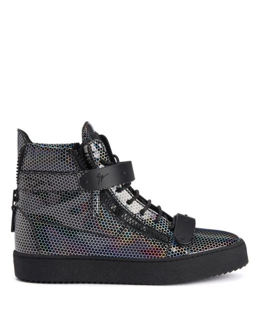 Giuseppe Zanotti Black Geometric-Print High-Top Sneakers for men