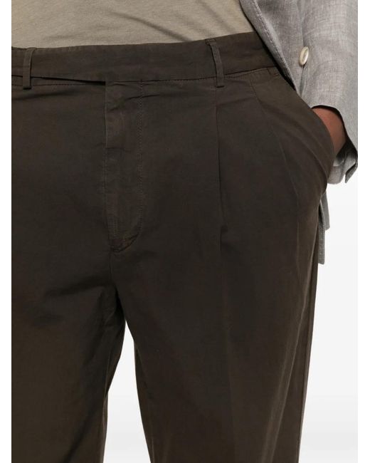 PT Torino Gray Pleated Cuffed Trousers for men