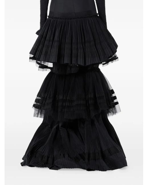 Blumarine Black Tiered Maxi Skirt