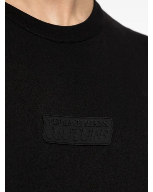 Versace Jeans Couture Black Logo-Patch T-Shirt for men