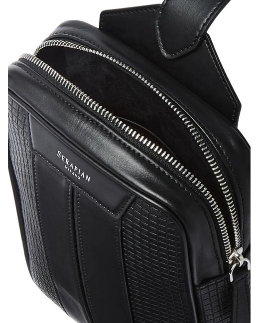 Borsa Messenger Con Logo di Serapian in Black da Uomo