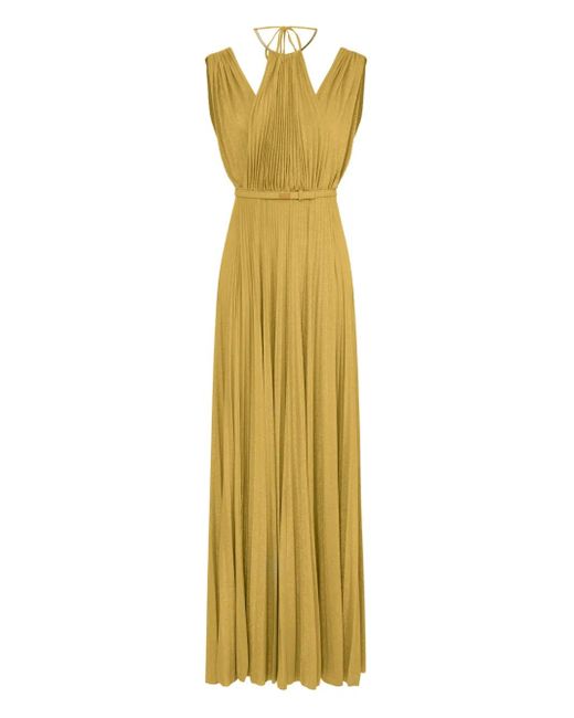 Elisabetta Franchi Geplooide Maxi-Avondjurk in het Metallic
