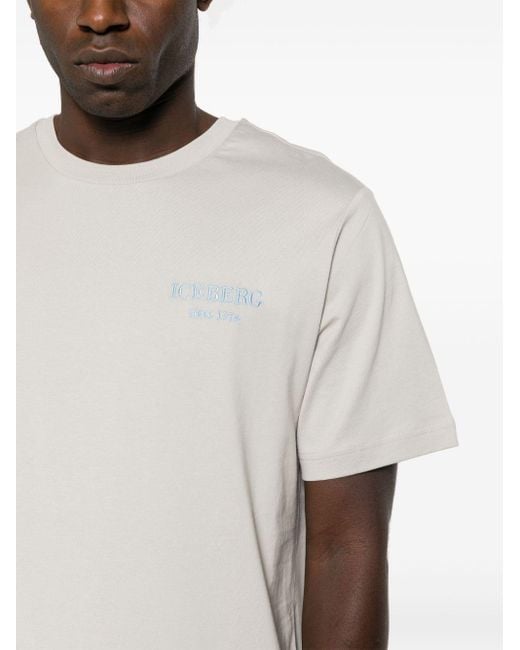 Camiseta con logo bordado Iceberg de hombre de color White