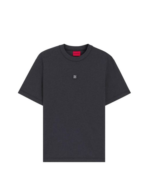 HUGO Blue Dilanso Logo-Patch T-Shirt for men