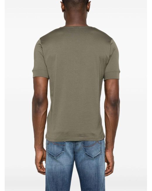 Sunspel Green Henley Cotton T-Shirt for men