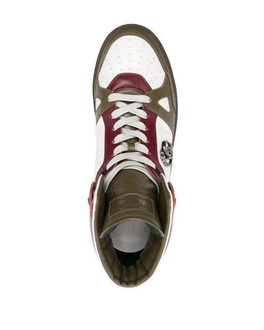 Roberto Cavalli Brown Mirror Snake-logo High-top Sneakers for men