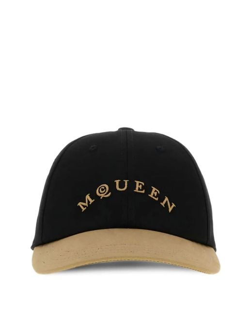 McQueen Black Two-Tone Cotton Baseball Cap for men