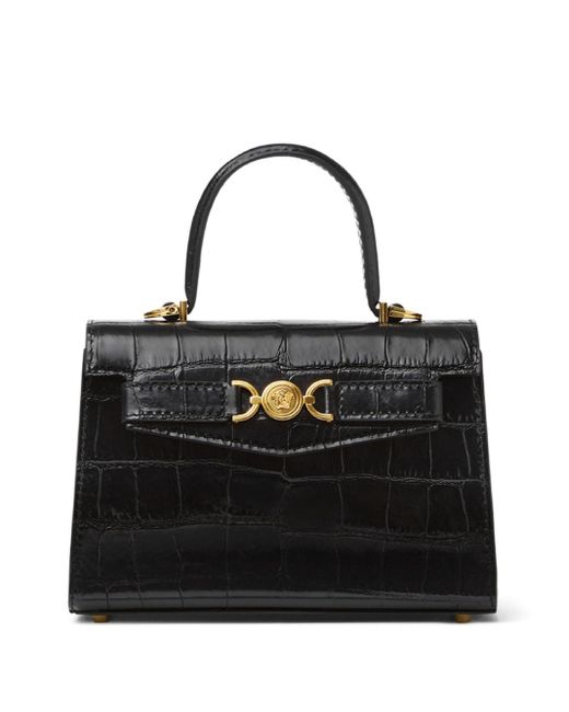 Versace Black Small Medusa '95 Croc-Effect Tote Bag