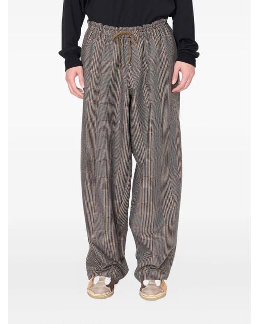 Kolor Gray Checked Drawstring Trousers for men